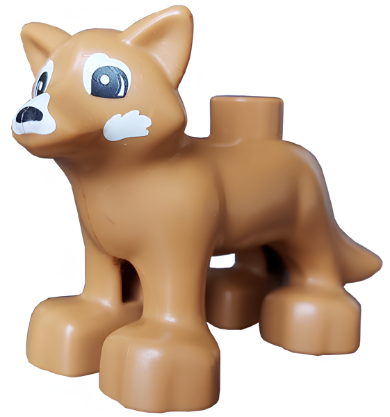 Лиса Lego Duplo Fox with White Muzzle and White Eye Spots Pattern (Dog Husky) 18808c01pb02 U